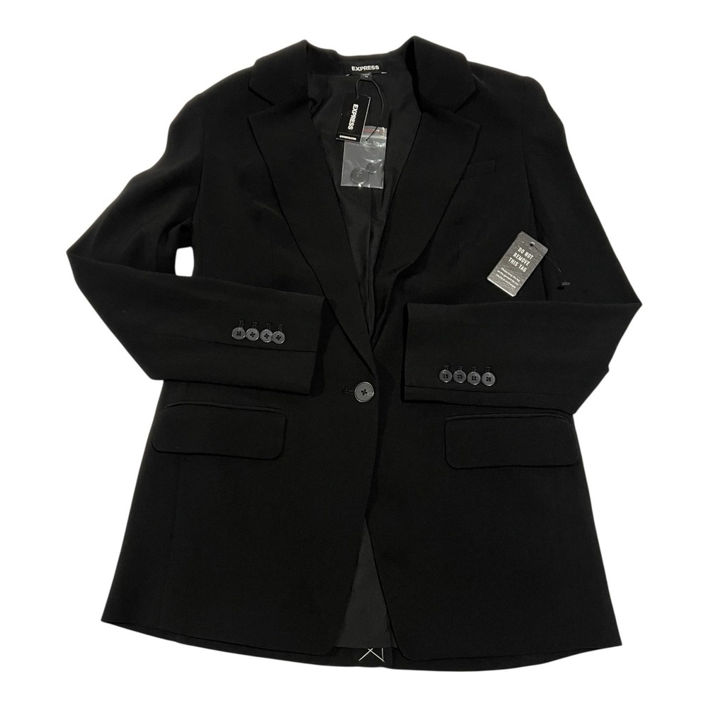 NWT Express Editor One-Button‎ Blazer Women's XS Heather Black